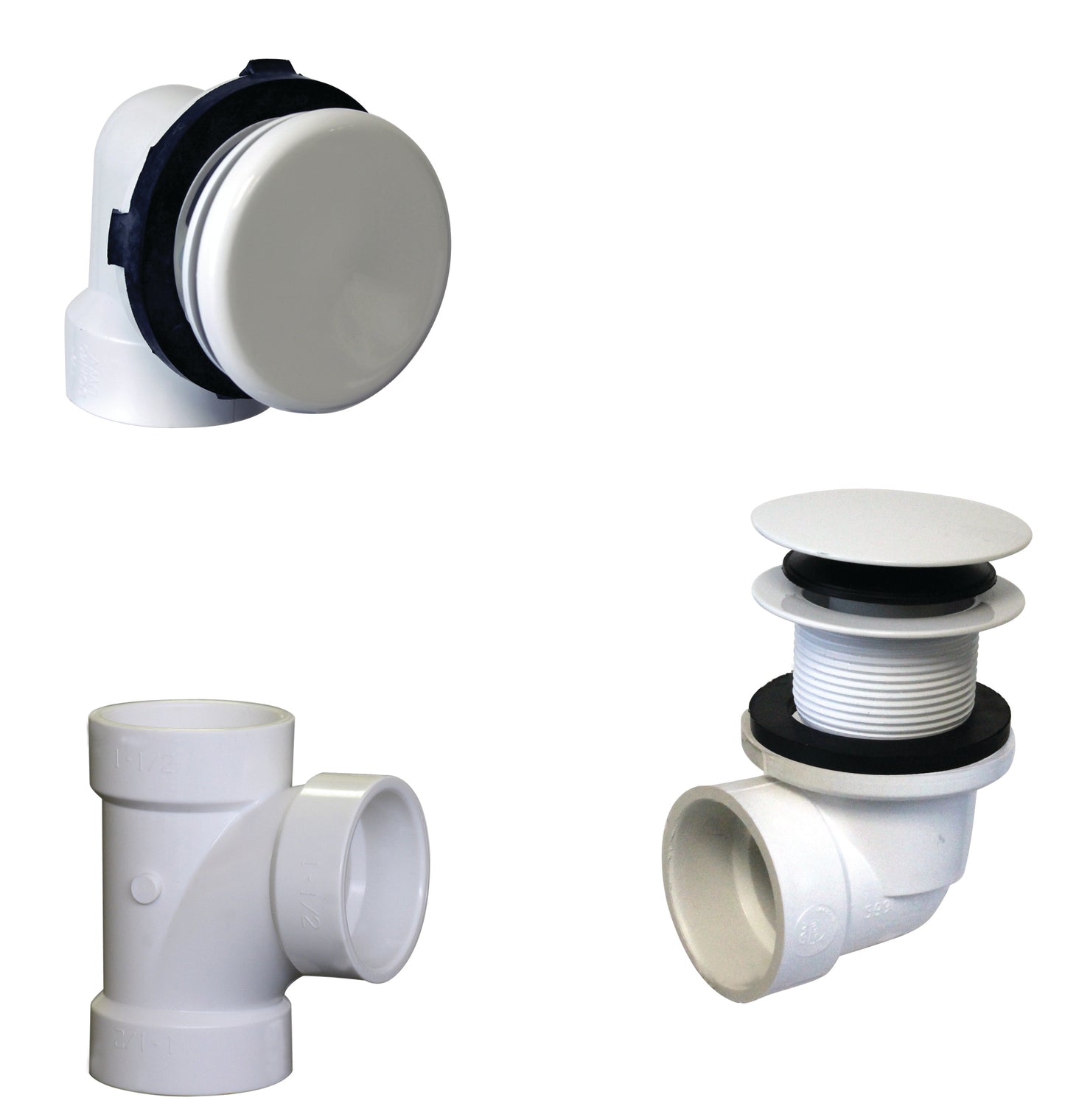 Westbrass D593PHRK Illusionary Overflow Sch. 40 PVC Plumbers Pack with Tip Toe Bath Drain