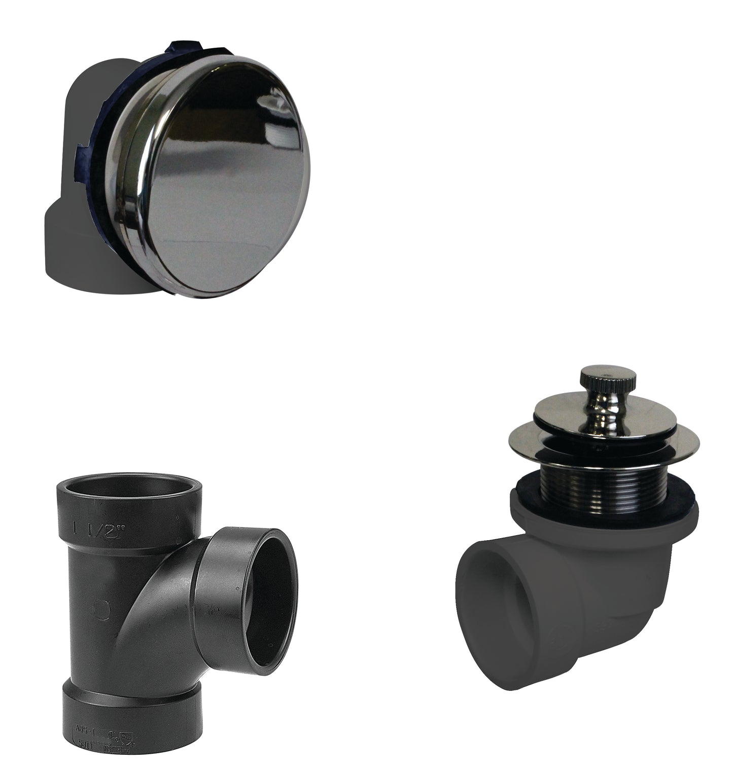 Westbrass D594AHRK Illusionary Overflow Sch. 40 ABS Plumbers Pack with Lift and Turn Bath Drain