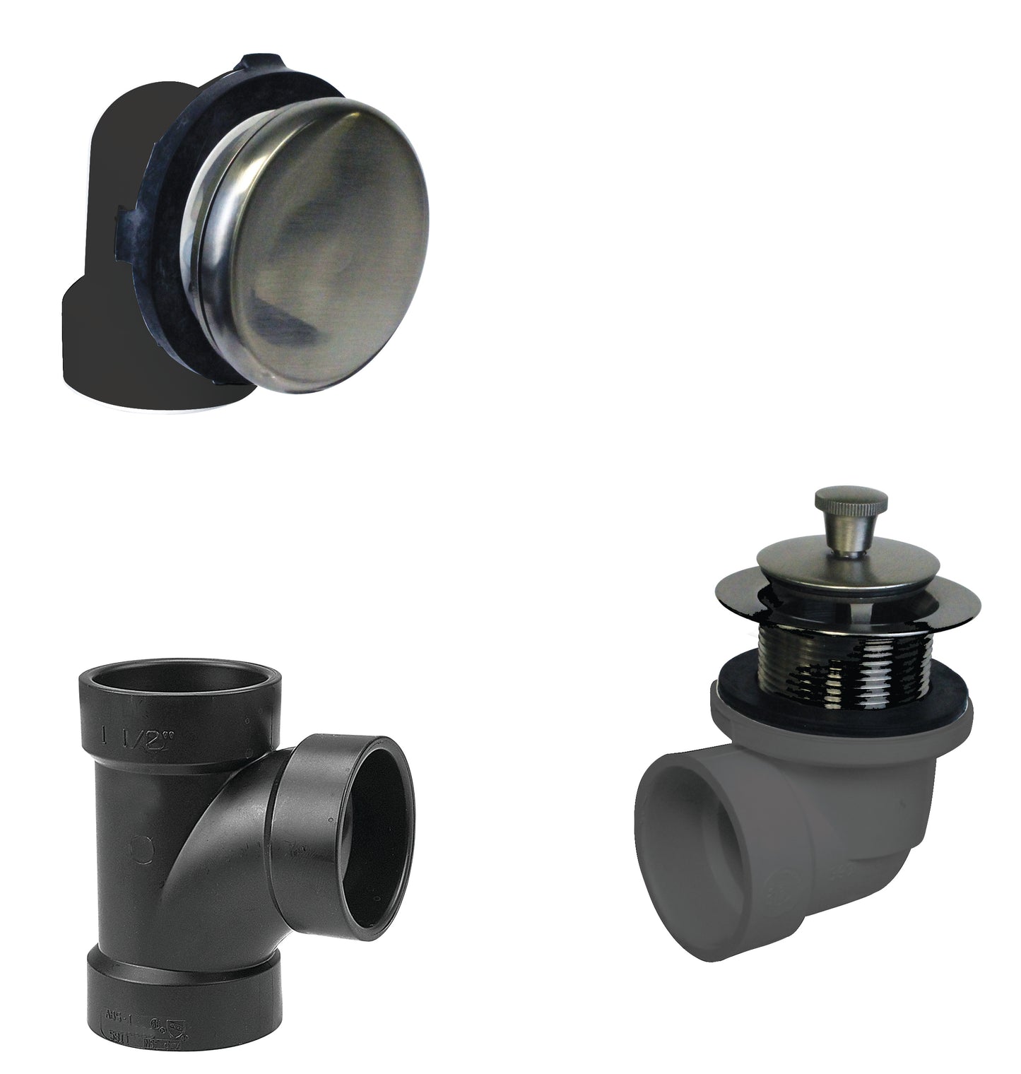 Westbrass D594AHRK Illusionary Overflow Sch. 40 ABS Plumbers Pack with Lift and Turn Bath Drain