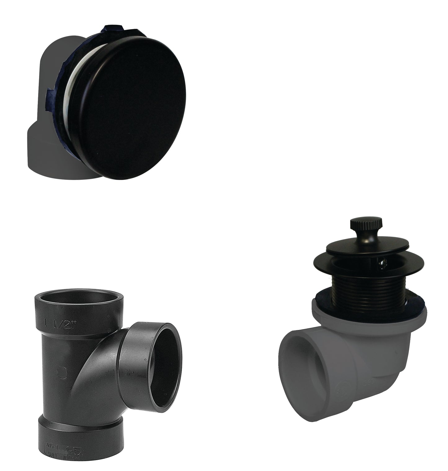 Westbrass D594AHRK Illusionary Overflow Sch. 40 ABS Plumbers Pack with Lift and Turn Bath Drain