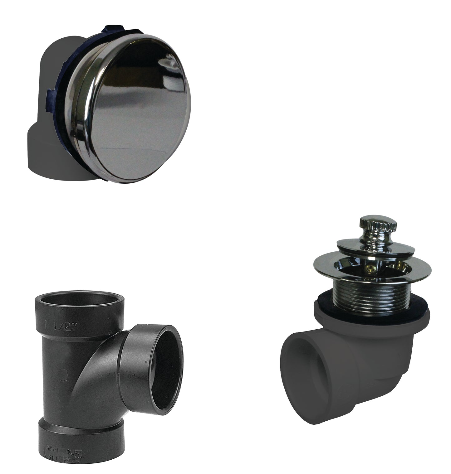 Westbrass D594AHRK Illusionary Overflow Sch. 40 ABS Plumbers Pack with Lift and Turn Bath Drain