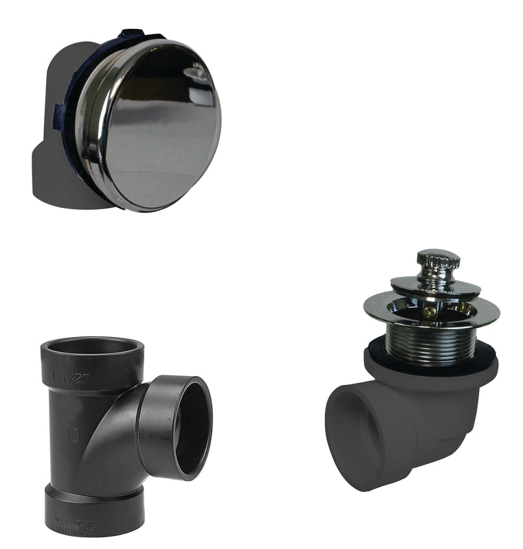 Westbrass D594AHRK Illusionary Overflow Sch. 40 ABS Plumbers Pack with Lift and Turn Bath Drain