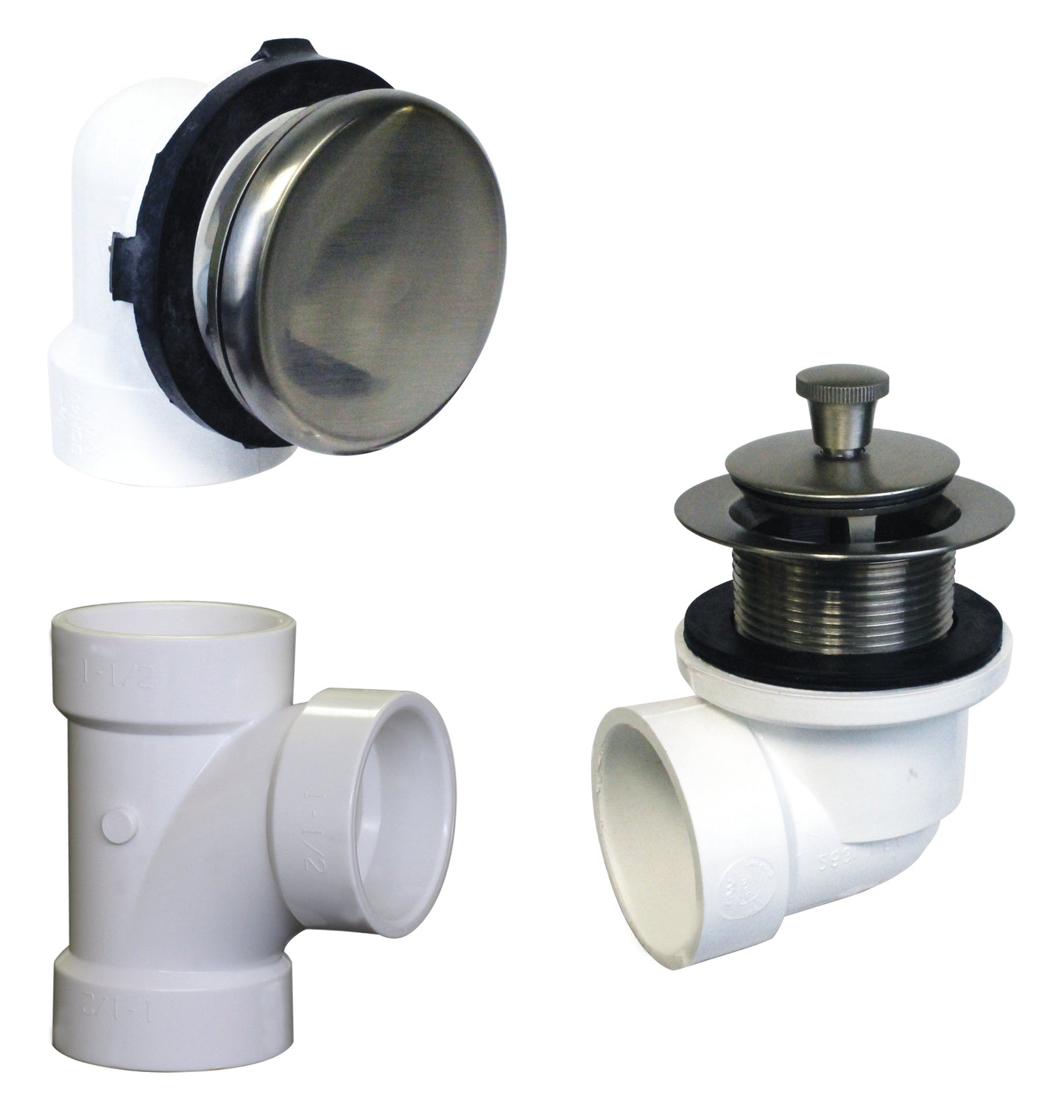 Westbrass D594PHRK Illusionary Overflow Sch. 40 PVC Plumbers Pack with Lift and Turn Bath Drain
