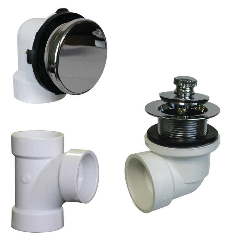 Westbrass D594PHRK Illusionary Overflow Sch. 40 PVC Plumbers Pack with Lift and Turn Bath Drain