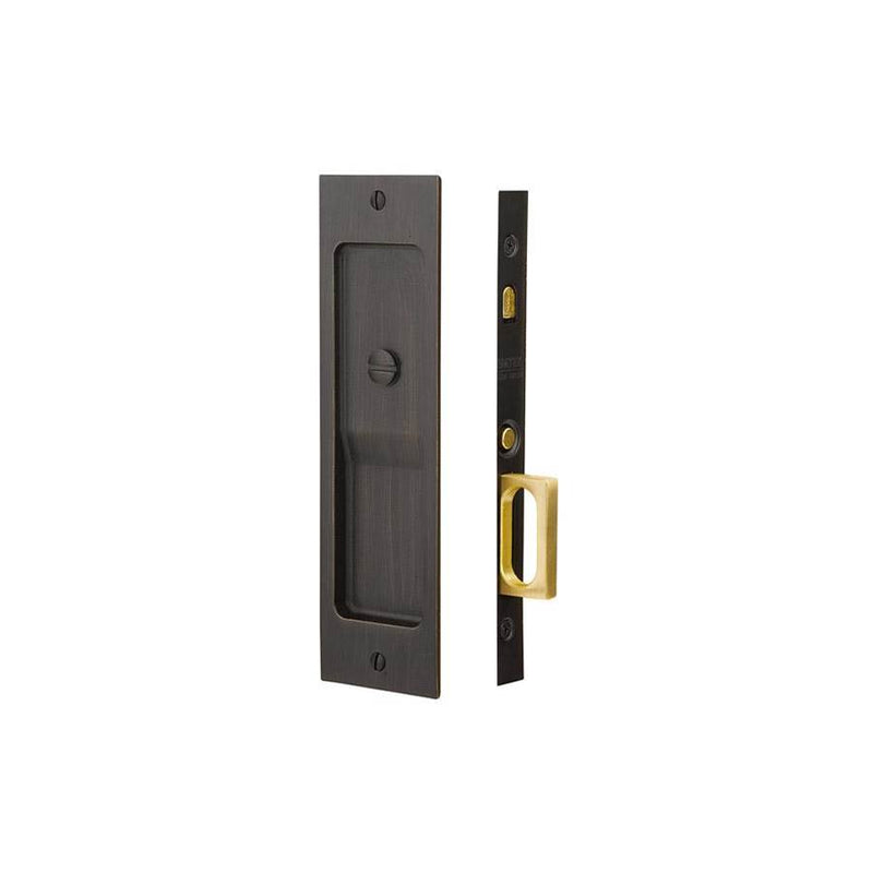 Emtek 2123 Keyed , Sandcast Bronze , Rustic Modern Rectangular Pocket Door Mortise Lock - Parent