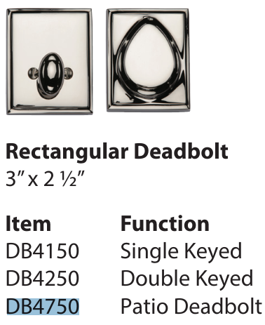 Ashley Norton DB4750-238 Square Patio Bolt - Parent