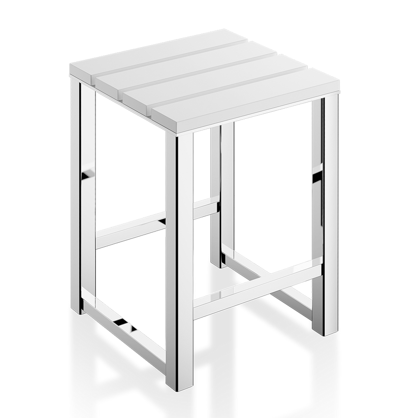 Decor Walther 0503654 DW 68 Stool Polished Stainless Steel / Mineral composite material - White Matte