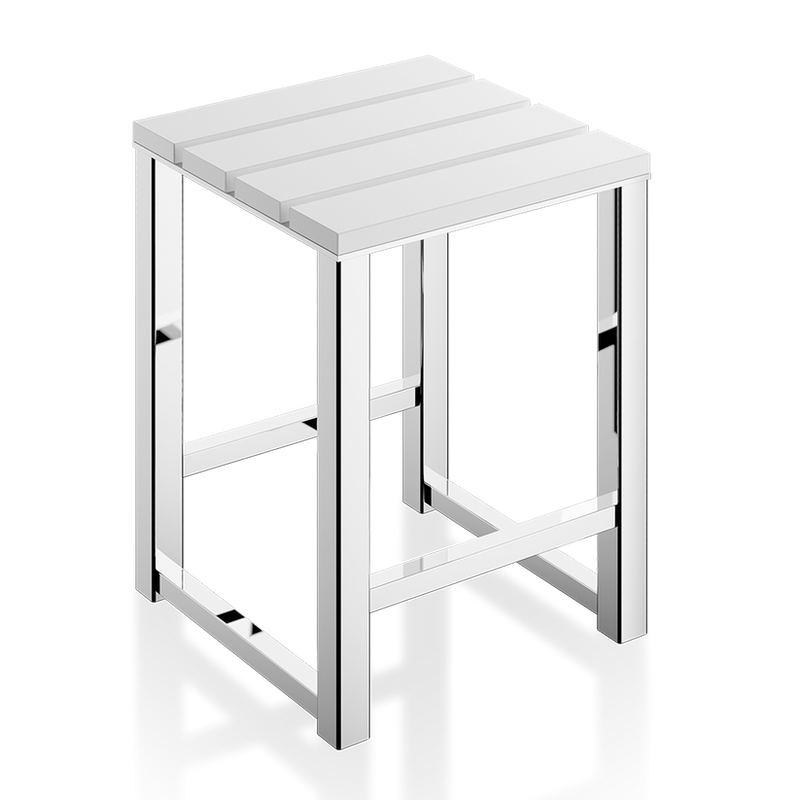 Decor Walther 0503654 DW 68 Stool Polished Stainless Steel / Mineral composite material - White Matte