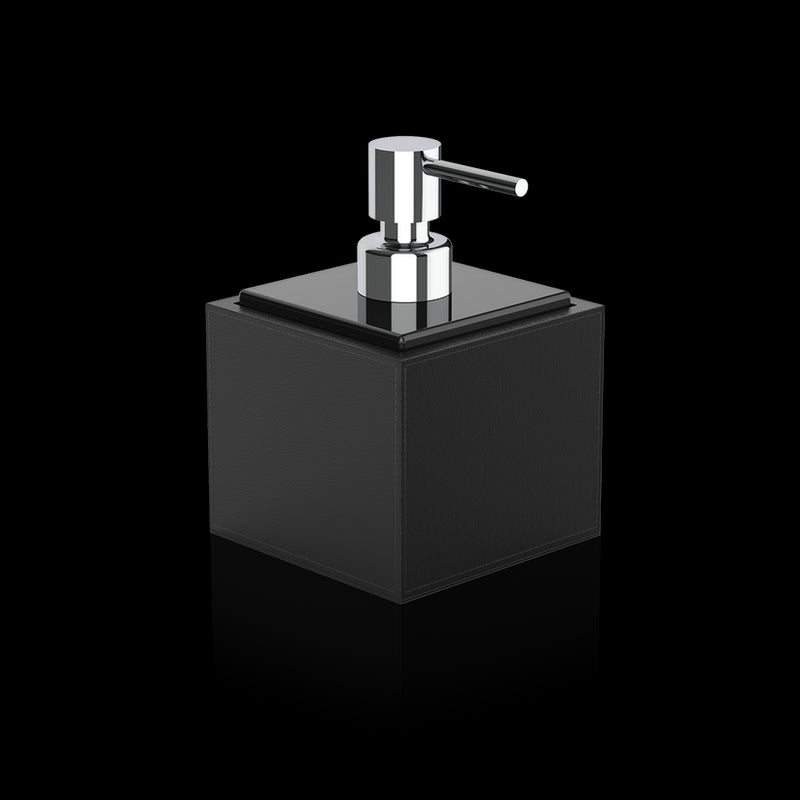 Decor Walther 0937760 DW BROWNIE SSP Soap dispenser - Vegan Leather Black with Porcelain schwarz and Pump - Chrome