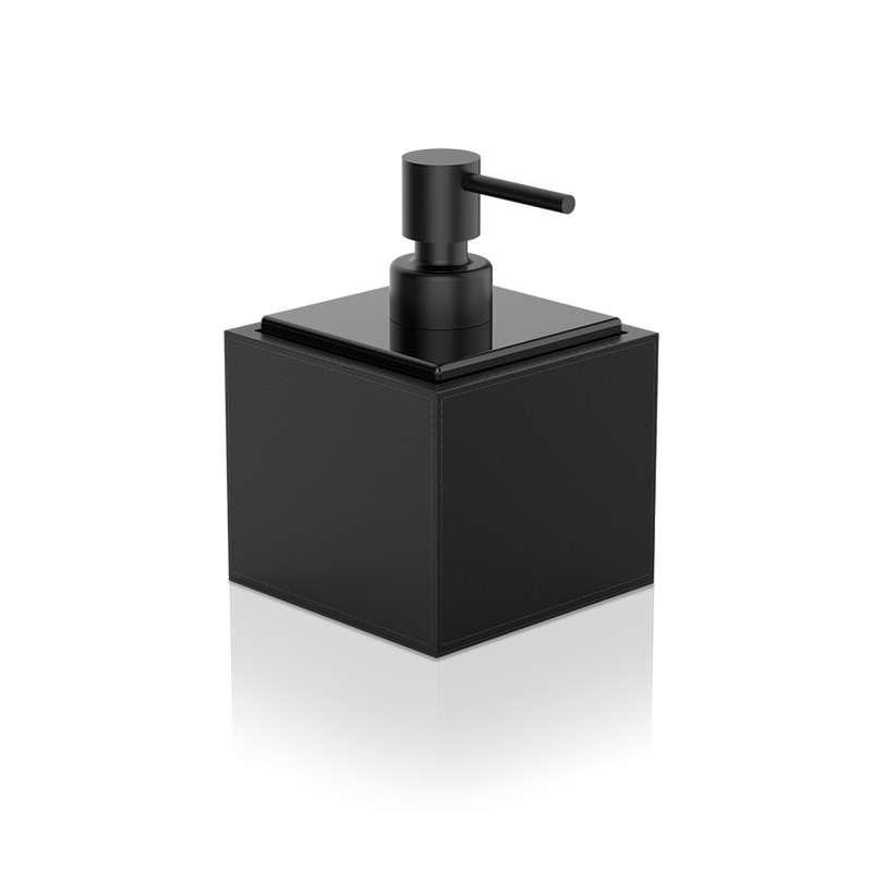 Decor Walther 0937860 DW BROWNIE SSP Soap dispenser - Vegan Leather Black with Porcelain Black and Pump - Black