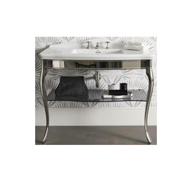 Devon & Devon DEJACQ3FBITR Console with white ceramic countertop 3 hole and basin - transparent glass shelf - Parent