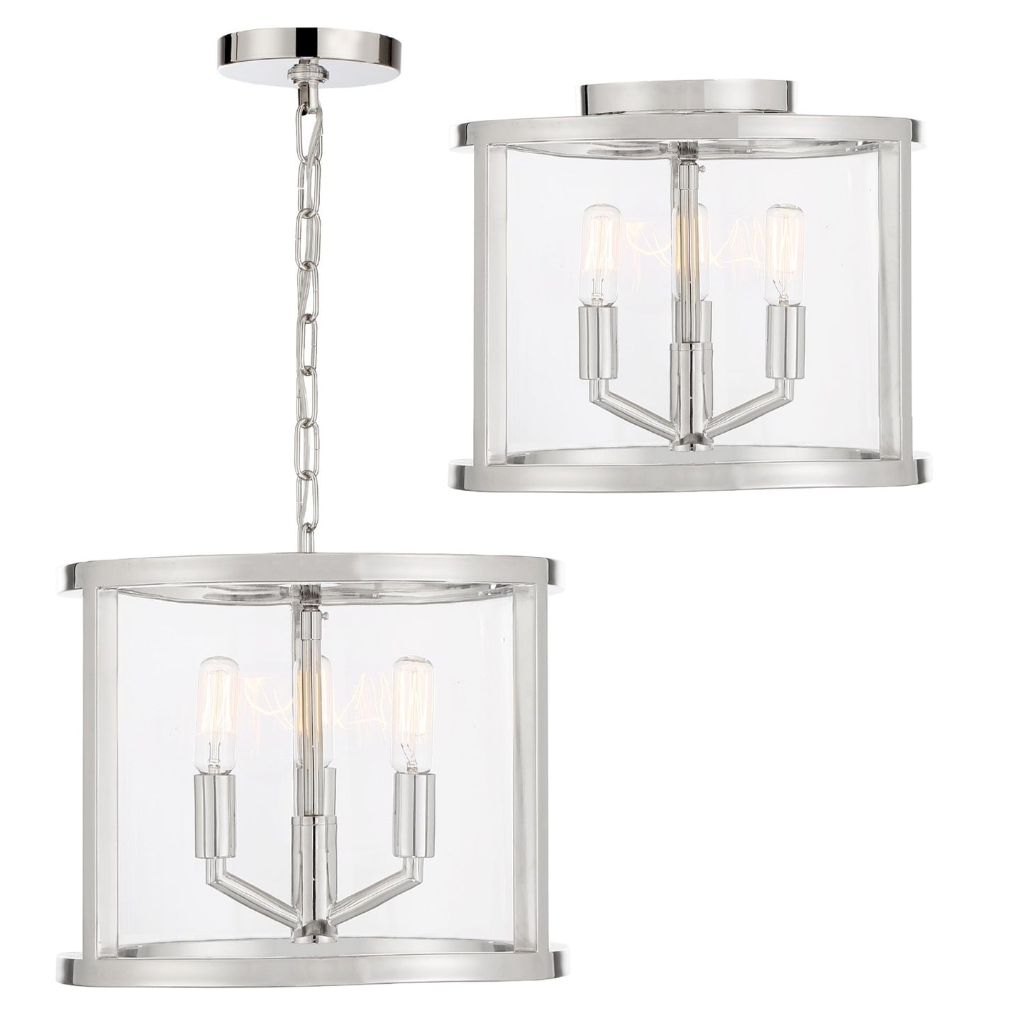 Crystorama DEV-B8003-PN Libby Langdon for Crystorama Devon 3 Light Lantern - Polished Nickel