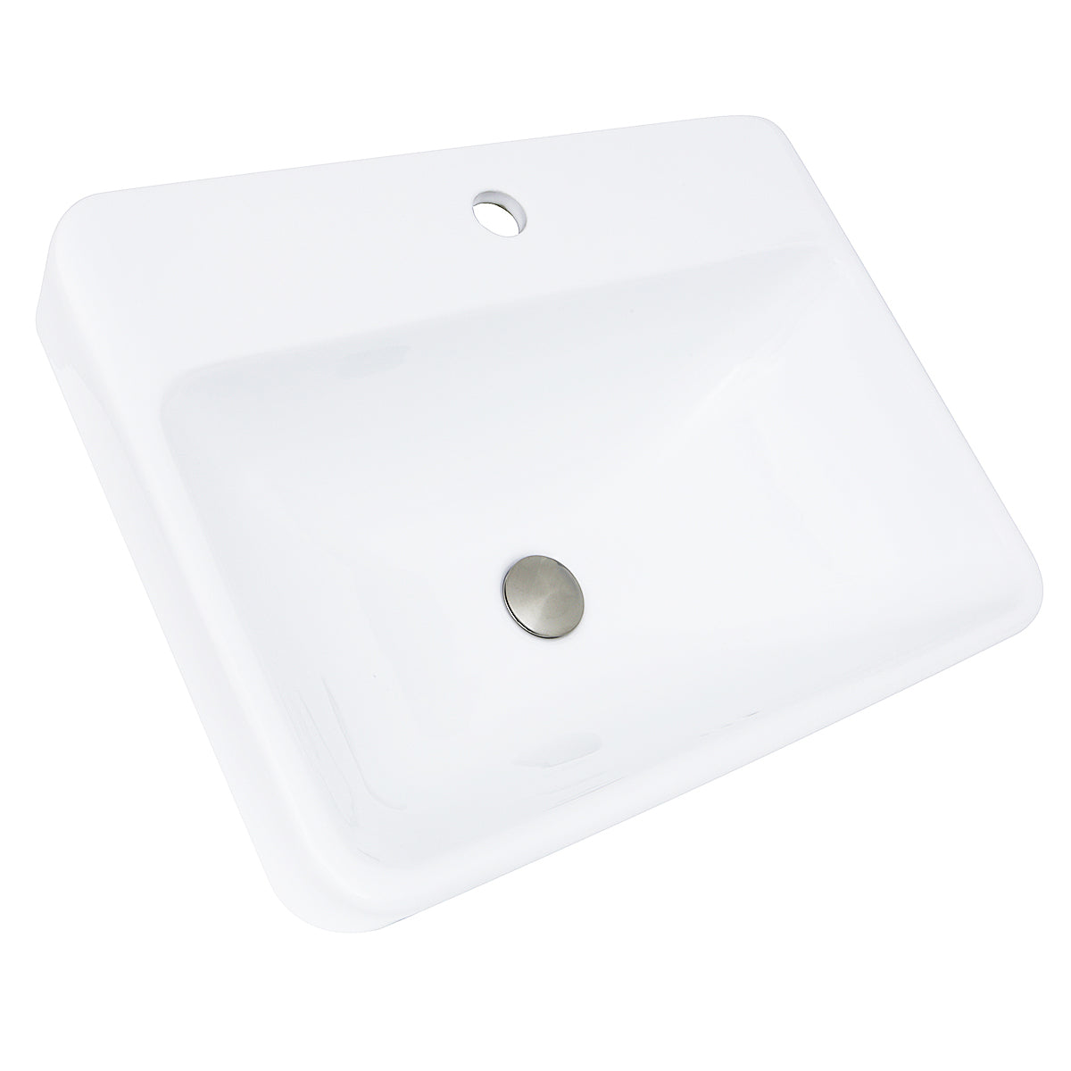 Nantucket Sinks DI-2317-R1 23 Inch 1-hole Rectangular Drop-In Ceramic Vanity Sink