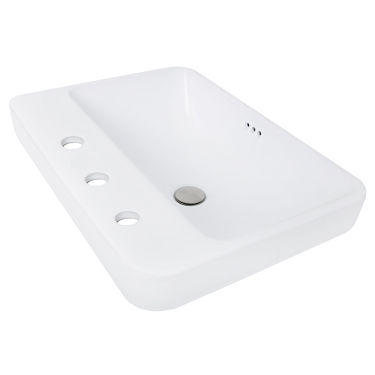 Nantucket Sinks DI-2317-R8 23 Inch 3-hole Rectangular Drop-In Ceramic Vanity Sink