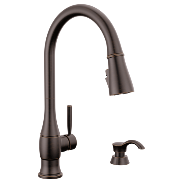 Delta 19831Z-SD-DST Single Handle Pull-Down Kitchen Faucet with Soap Dispenser and Shield Spray Technology
