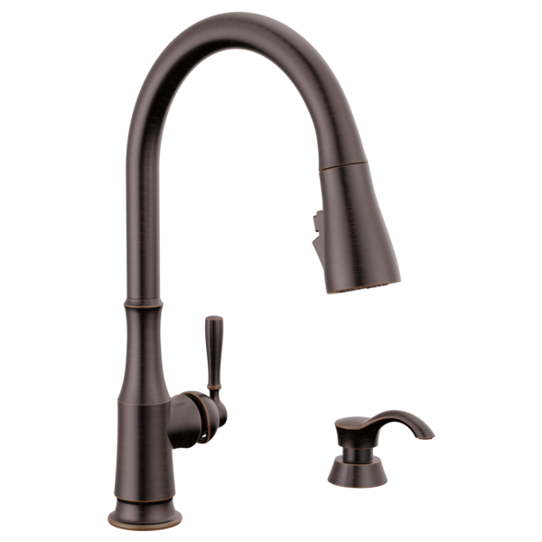 Delta 19877Z-SD-DST Single Handle Pull-Down Kitchen Faucet with Soap Dispenser and Shield Spray Technology