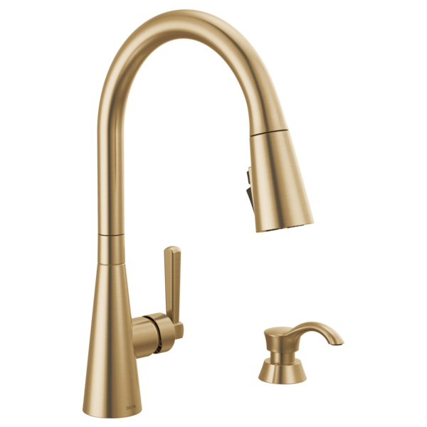 Delta 19893Z-SD-DST Single Handle Pull-Down Kitchen Faucet with Soap Dispenser and Shield Spray Technology