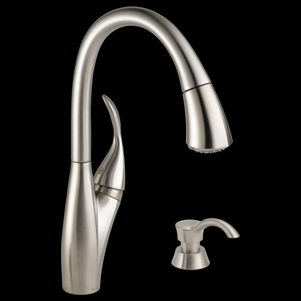 Delta 19932Z-SPSD-DST Single Handle Pull-down Kitchen Faucet with MagnaTite and Soap Dispenser