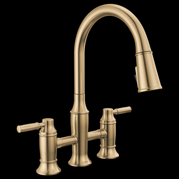 Delta 2384L-PR-DST Two Handle Pull-Down Bridge Kitchen Faucet