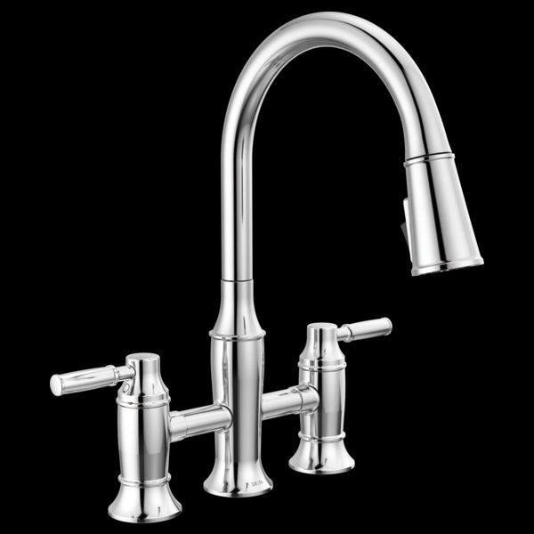 Delta 2384L-PR-DST Two Handle Pull-Down Bridge Kitchen Faucet