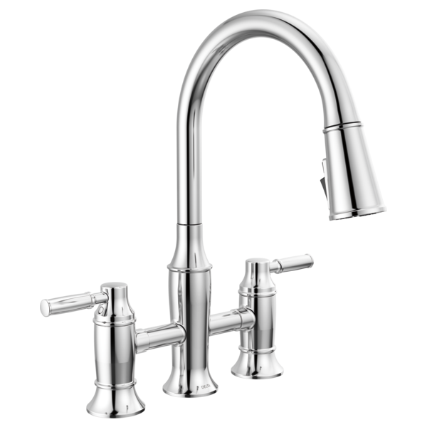 Delta 2384L-PR-DST Two Handle Pull-Down Bridge Kitchen Faucet
