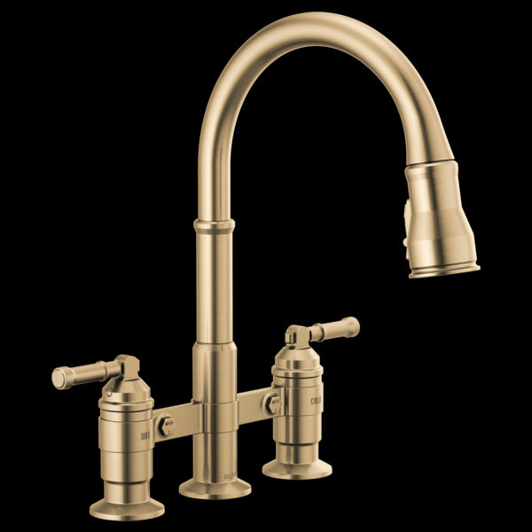 Delta 2390L-DST Two Handle Pull-Down Bridge Kitchen Faucet