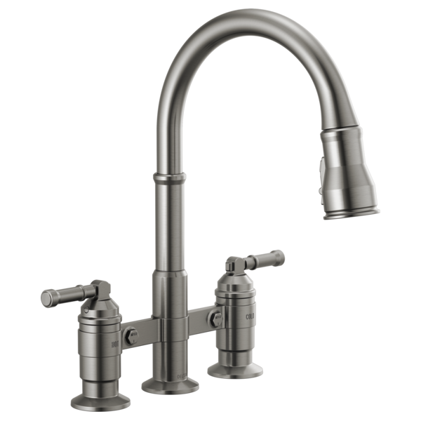 Delta 2390L-DST Two Handle Pull-Down Bridge Kitchen Faucet