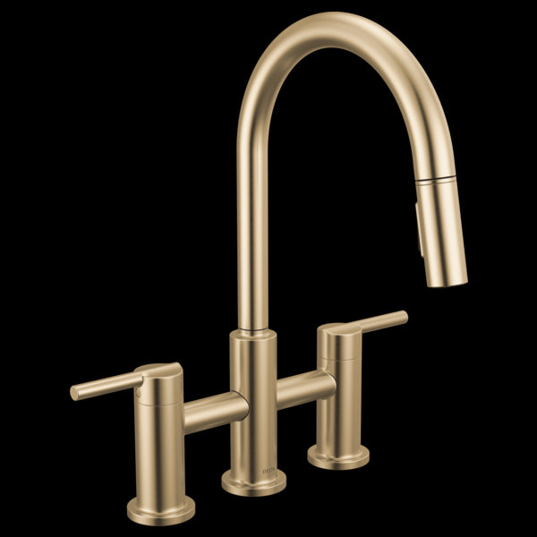 Delta 39876LF Two Handle Pull-Down Bridge Kitchen Faucet