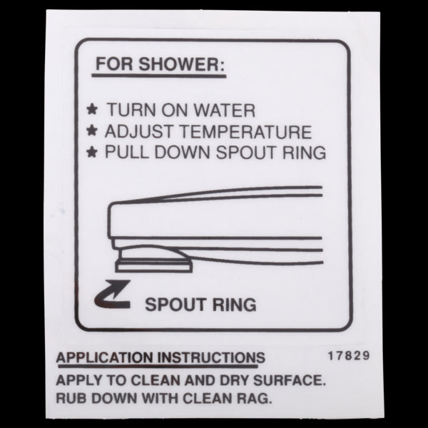Delta RP17829 Decal - Tub Spout - Pull-Down Diverter