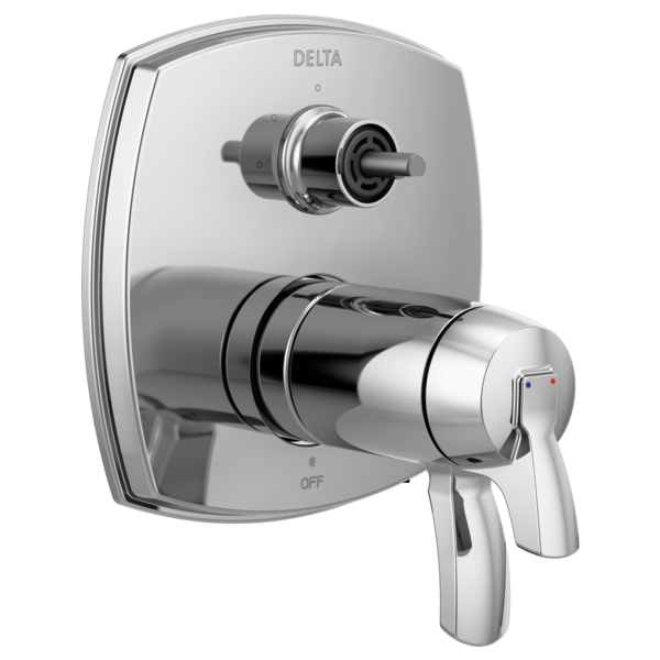 Delta T27T876-PR-LHP 17 Thermostatic Integrated Diverter Trim with Three Function Diverter Less Diverter Handle