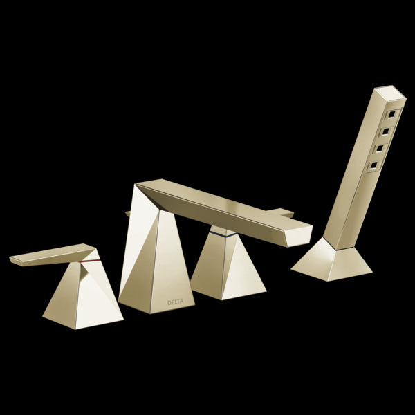 Delta T4743 Two-Handle Roman Tub Trim with Hand Shower