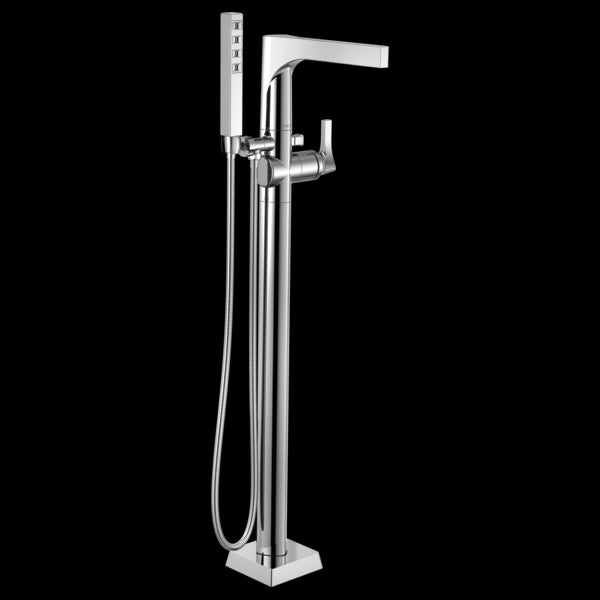 Delta T4774-FL Single Handle Floor Mount Tub Filler Trim with Hand Shower