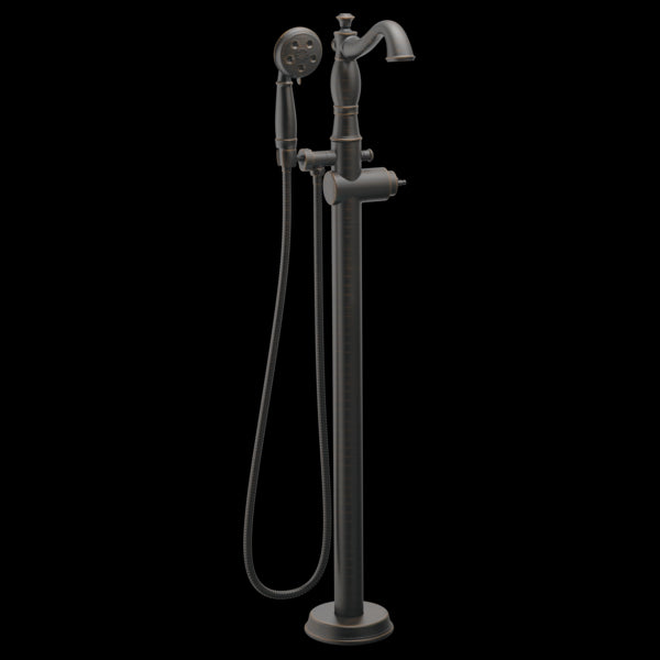 Delta T4797-FL-LHP Single Handle Floor Mount Tub Filler Trim with Hand Shower - Less Handle