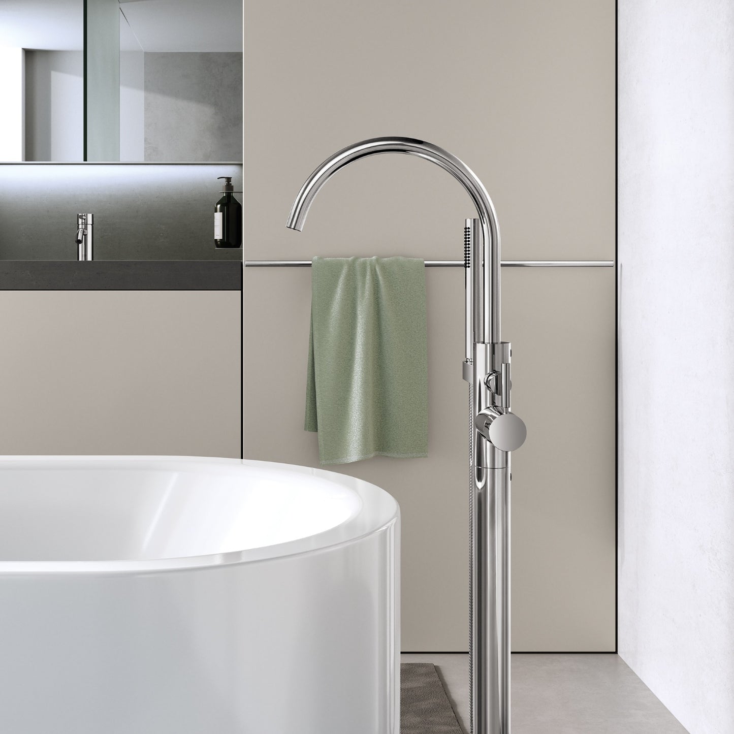 Dornbracht 25863661 Meta Single-Lever Tub Mixer For Freestanding Installation With Hand Shower Set - Parent