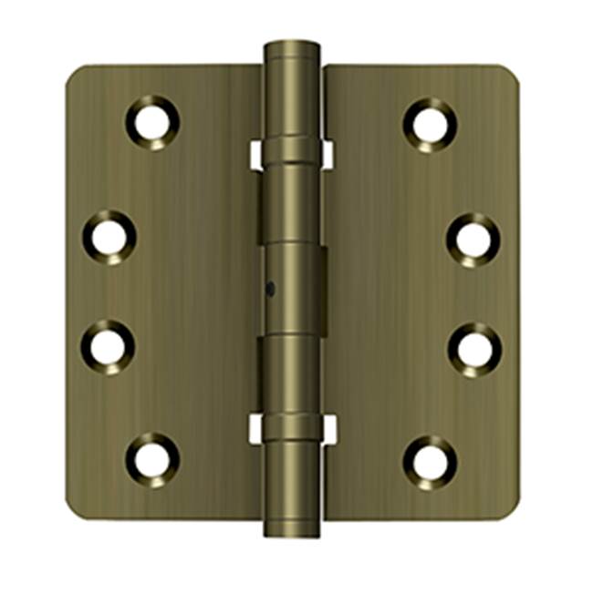 Deltana DSB4R4NB 4 x 4 x 1/4 Radius Hinges, Ball Bearings, NRP, Solid Brass