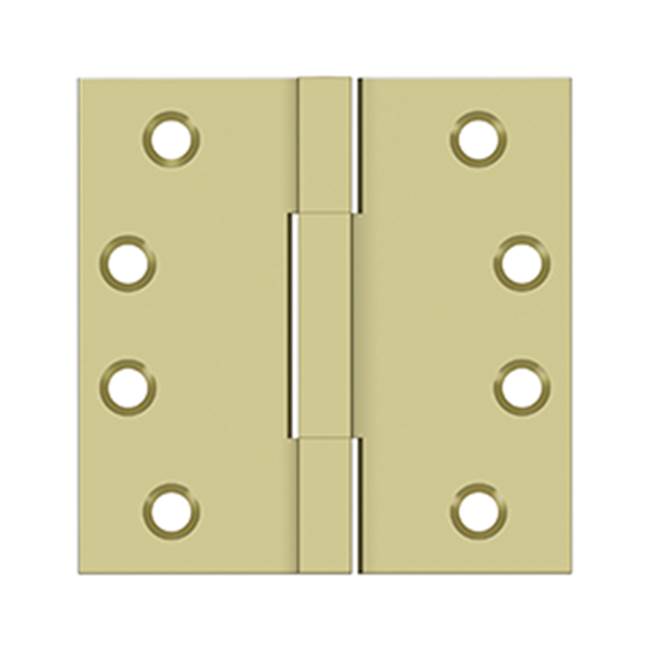 Deltana DSBS4 4x 4 Square Knuckle Hinges, Solid Brass