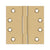 Deltana DSBS4 4x 4 Square Knuckle Hinges, Solid Brass