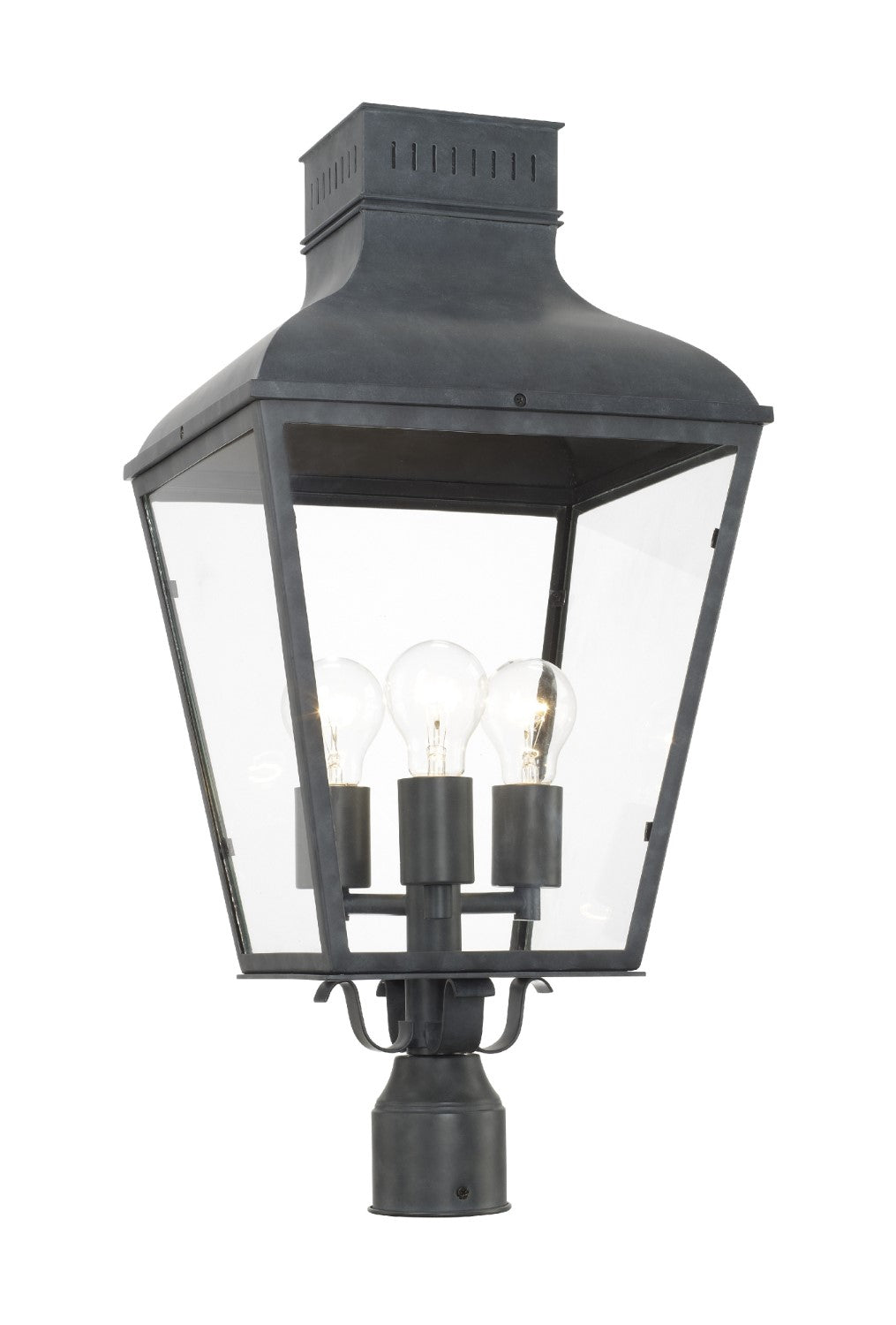 Crystorama DUM-9808-GE Dumont 3 Light Outdoor Lantern Post - Graphite