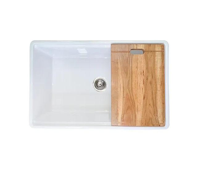 Nantucket Sinks DENNIS30SG 30-inch single bowl workstation fireclay sink with cuttingboard