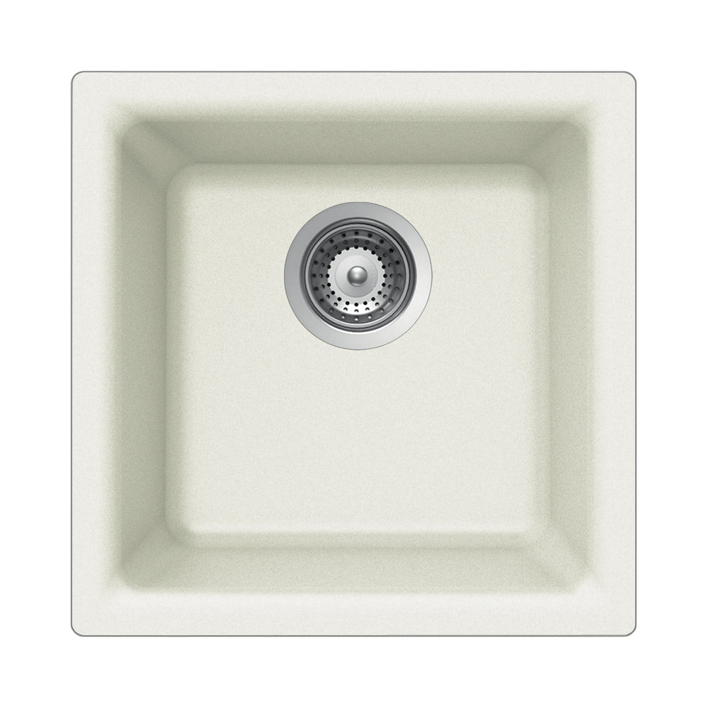Houzer E-100 Quartztone 16 inch Cloud Granite Composite Dual Mount Topmount or Undermount Single Bowl Bar Sink - Parent