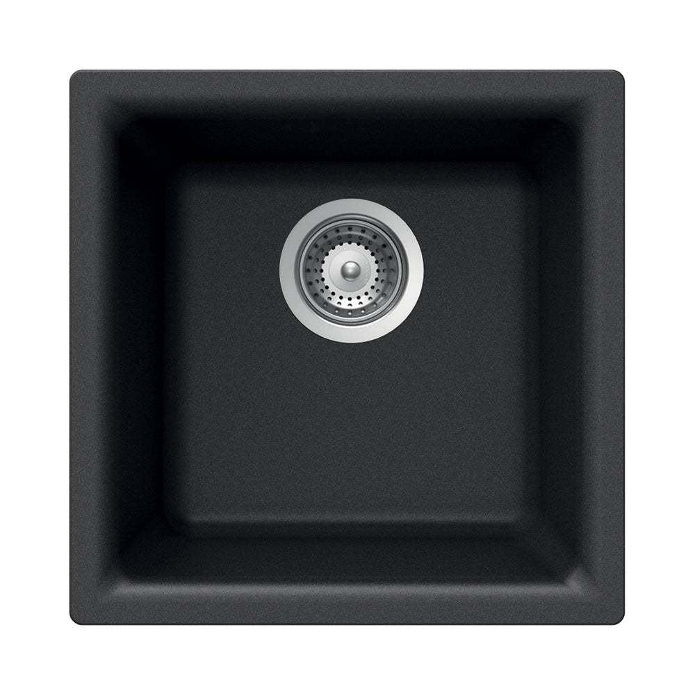 Houzer E-100 Quartztone 16 inch Cloud Granite Composite Dual Mount Topmount or Undermount Single Bowl Bar Sink