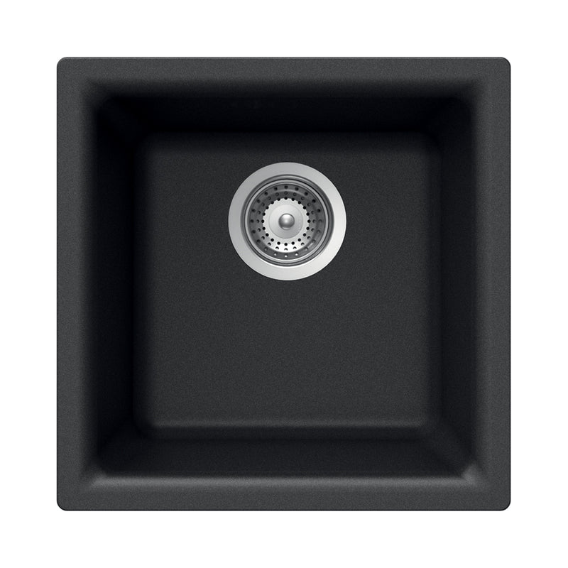 Houzer E-100 Quartztone 16 inch Cloud Granite Composite Dual Mount Topmount or Undermount Single Bowl Bar Sink
