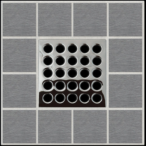 Ebbe Square Shower Drain Grate, E4024 PVC Clamp Collar w/ Drain Riser, - Parent