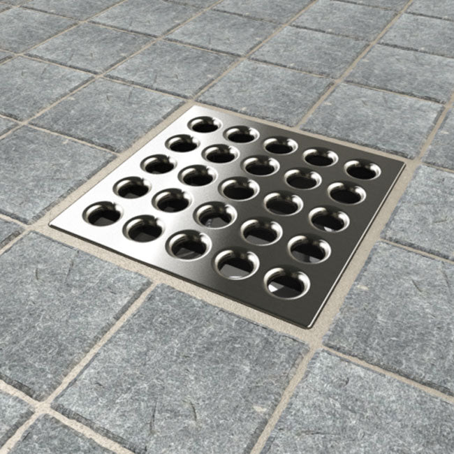 eBBe square Grate 3.75" x 3.75" 304 Stainless Steel Plate Drain