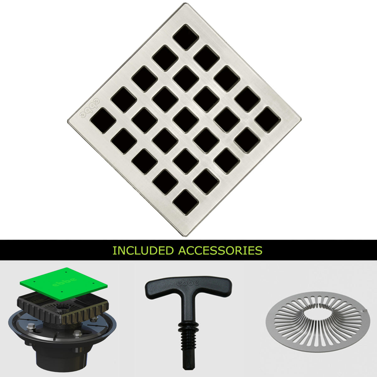 Ebbe E4803-E4022 Unique Grate with ABS Clamp Collar Drain - Parent
