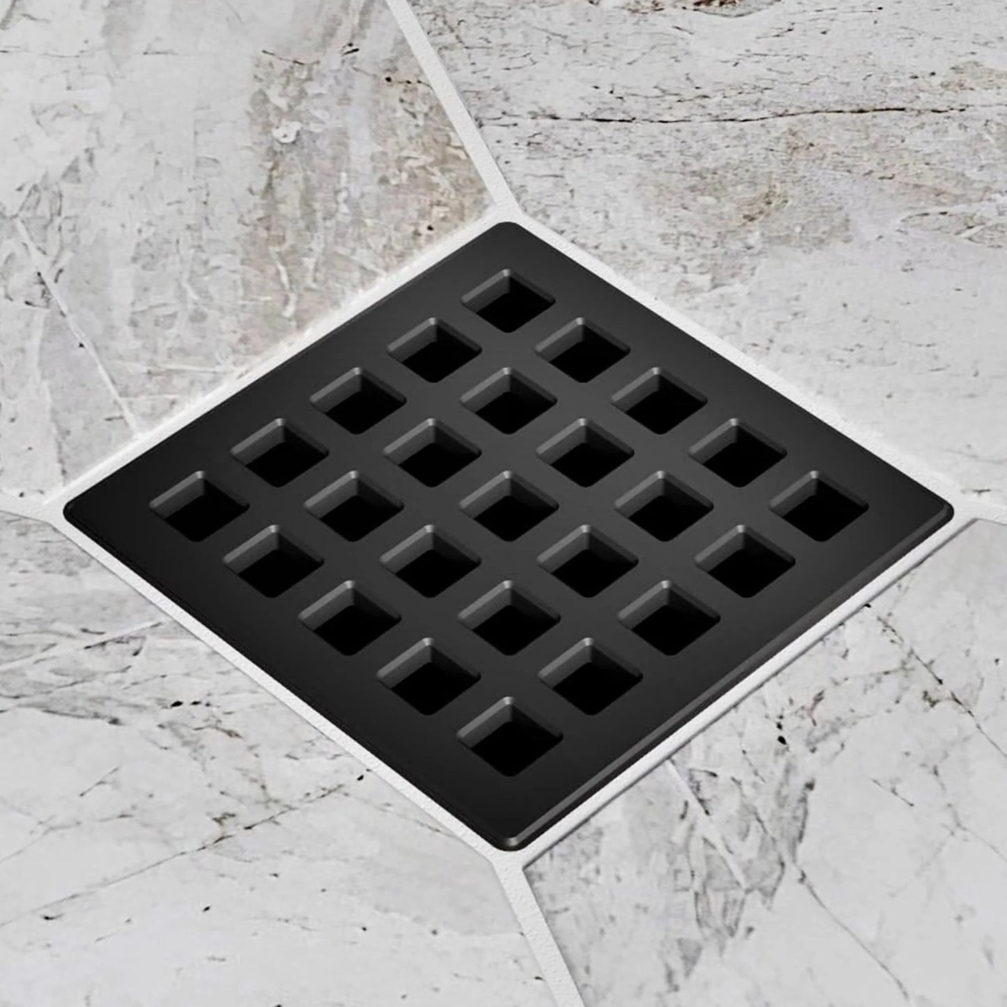 eBBe E4803 Quadra 3.75" x 3.75" 304 Stainless Steel Drain in Polished Stainless