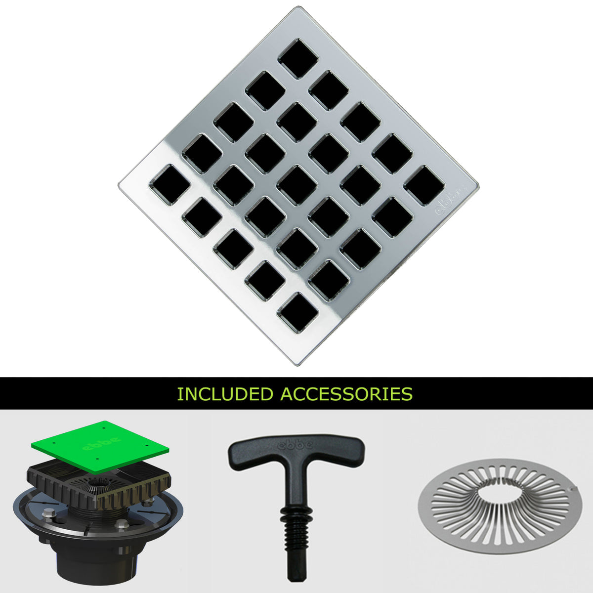 Ebbe E4803-E4022 Unique Grate with ABS Clamp Collar Drain