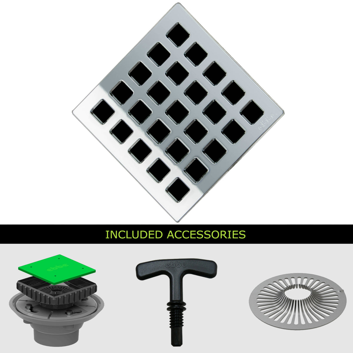 Ebbe E4803-E4024 Unique Grate with PVC Clamp Collar Drain