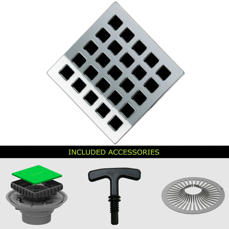Ebbe E4803-E4024 Unique Grate with PVC Clamp Collar Drain