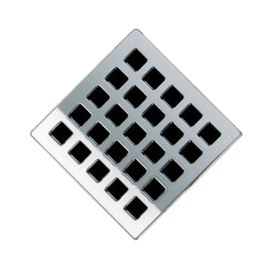 eBBe E4803 Quadra 3.75" x 3.75" 304 Stainless Steel Drain in Polished Stainless
